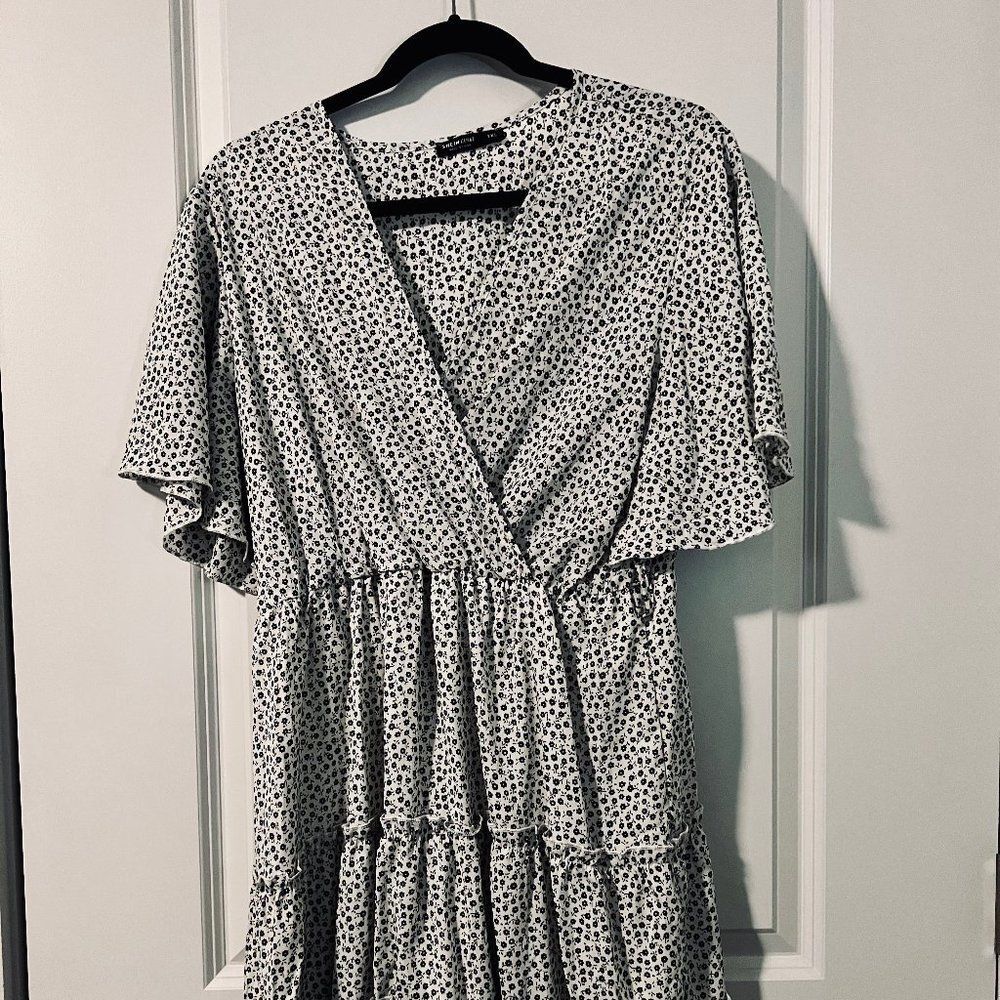 Black and White Floral Midi Dress | Shein Plus Size 1x